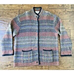 VTG Saks Fifth Ave Real Clothes Lambswool Cardigan Sweater Long Sleeve Grandma